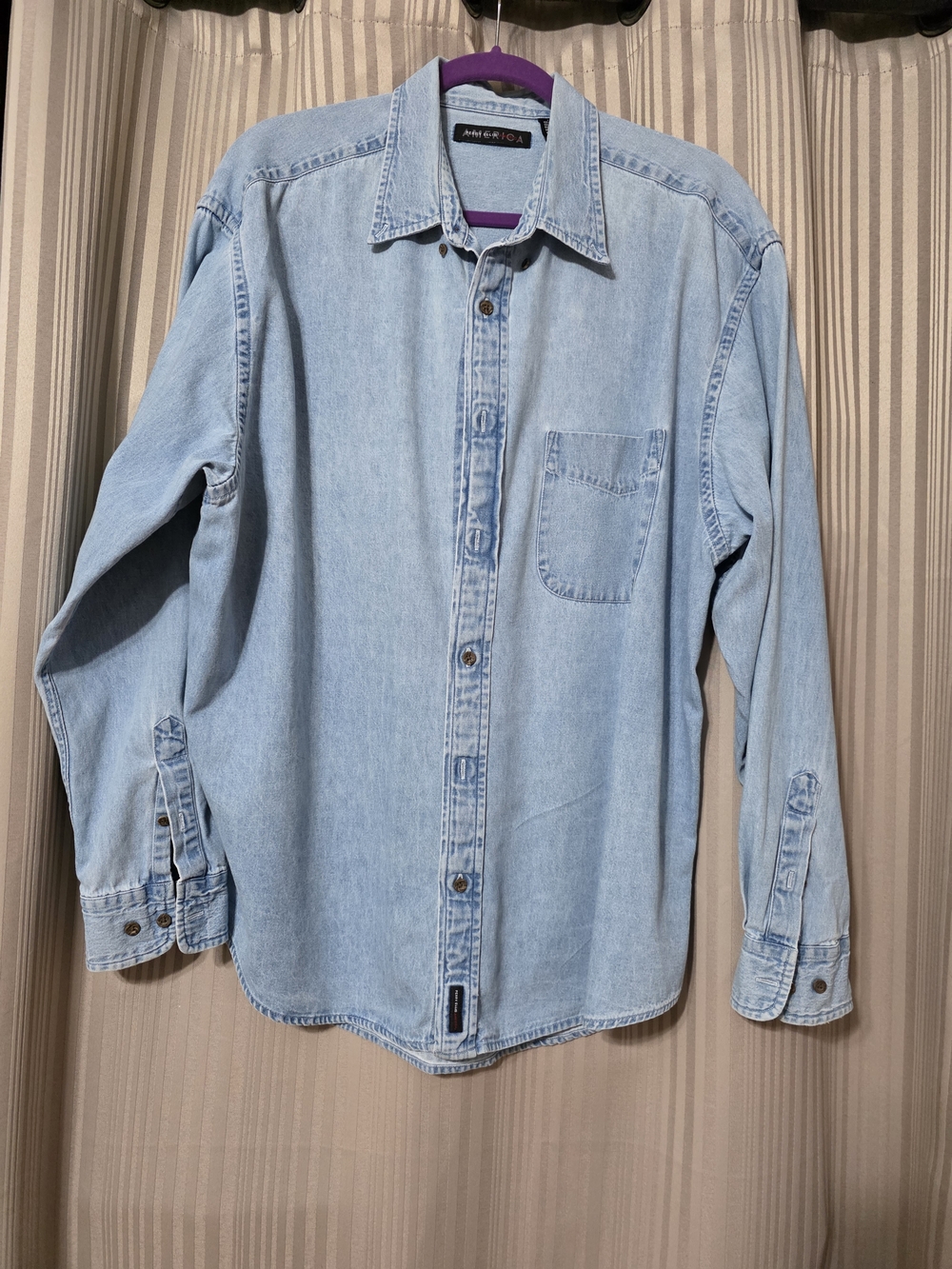 Perry Ellis Light Blue Denim Button-Down Shirt
